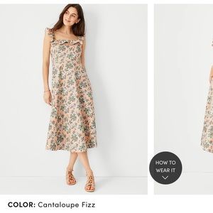 NWT Ann Taylor ruffle square neck flare dress sz 4